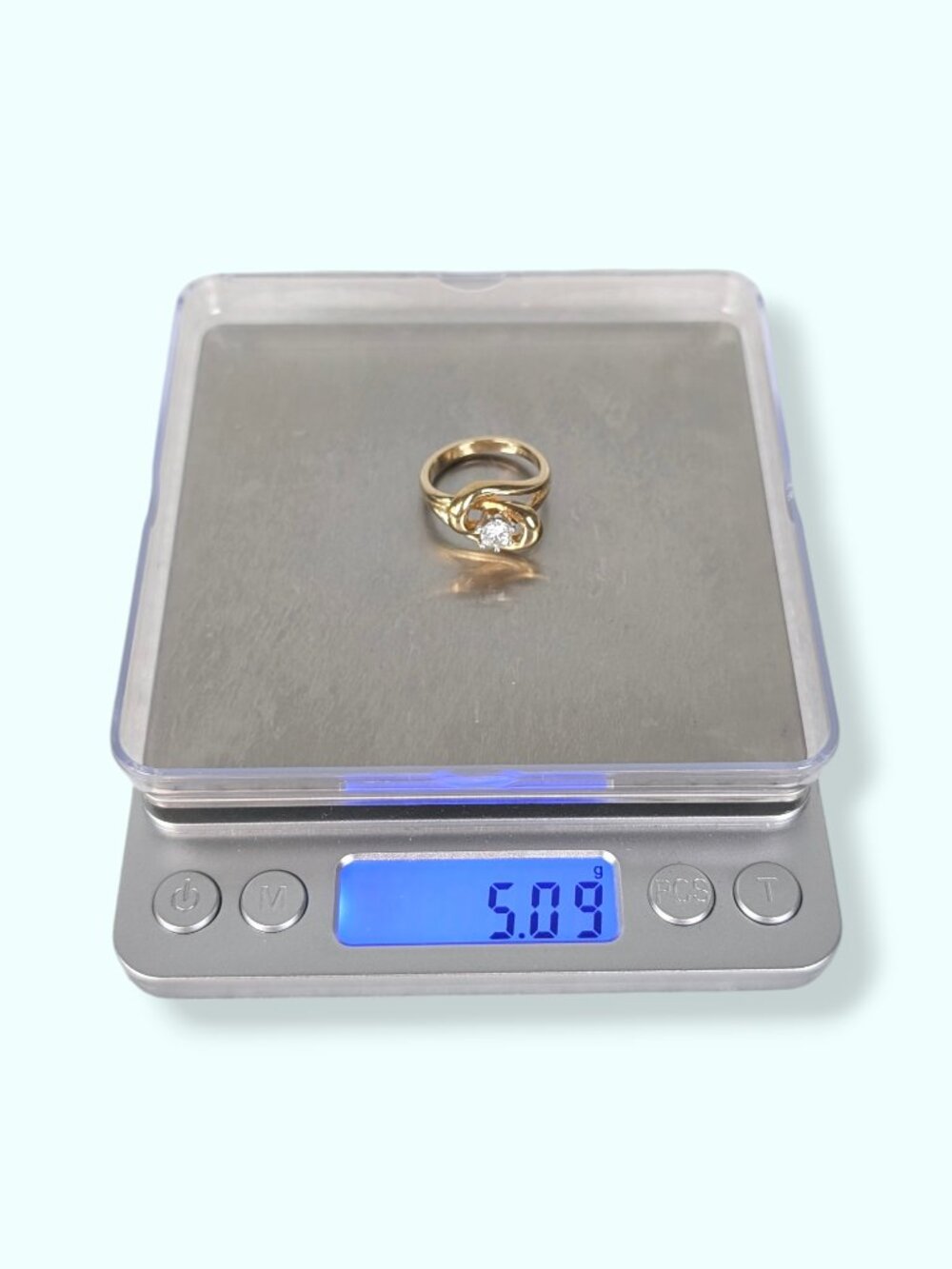 Vintage 18KHGE Double Loop Solitary Stone Ring - Picture 7 of 7